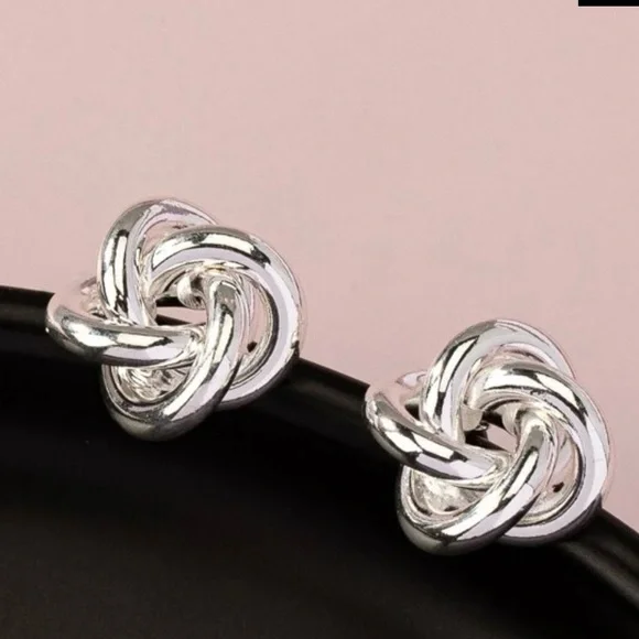 🆕 Silver Twist Design Stud Earrings NWT - Picture 3 of 4